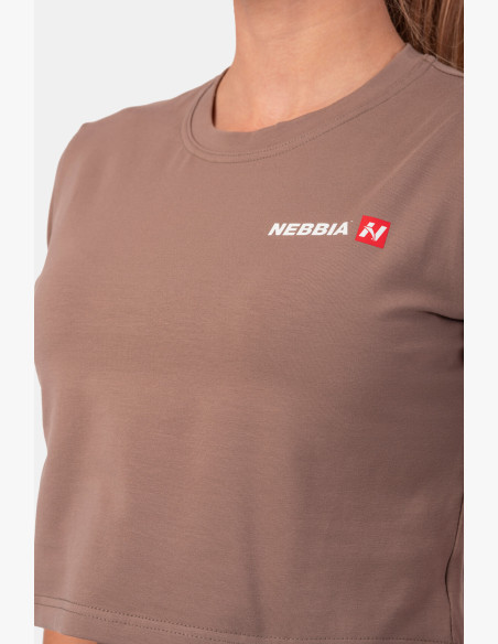 NEBBIA Minimalist Logo NEBBIA Crop T-shirt brown