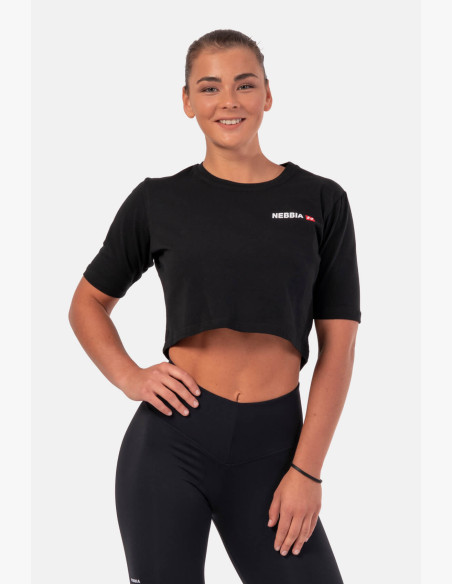 NEBBIA Minimalist Logo NEBBIA Crop T-shirt black