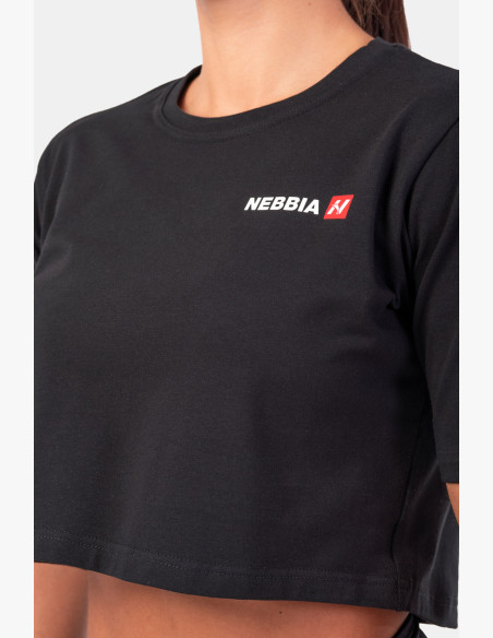 NEBBIA Minimalist Logo NEBBIA Crop T-shirt black