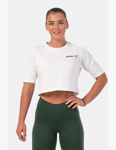 NEBBIA Minimalist Logo NEBBIA Crop T-shirt white