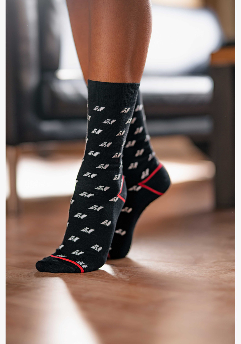 NEBBIA N-pattern high socks black NEBBIA N-pattern high socks black