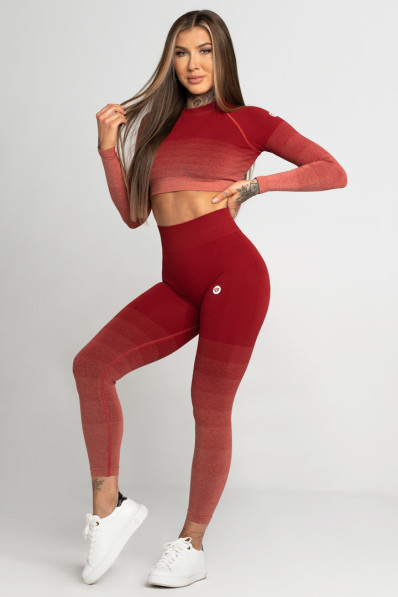 Legíny Gym Glamour Bezšvíkové Bordo Ombre