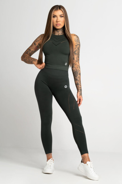 Legíny Gym Glamour Asymetrické Deep Forest