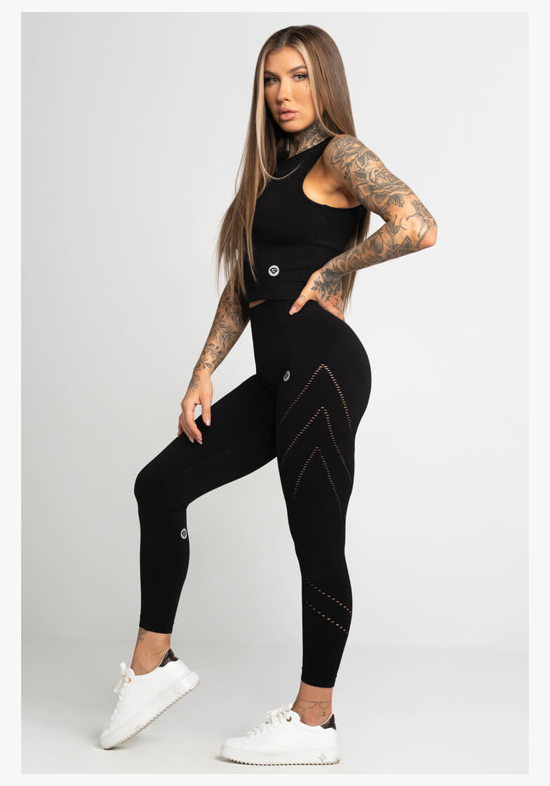 Gym Glamour Asymmetrical Black Leggings