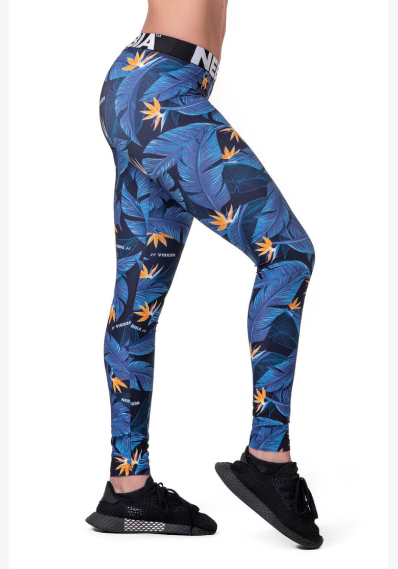 NEBBIA Mid-waist Ocean Power Leggings Blue