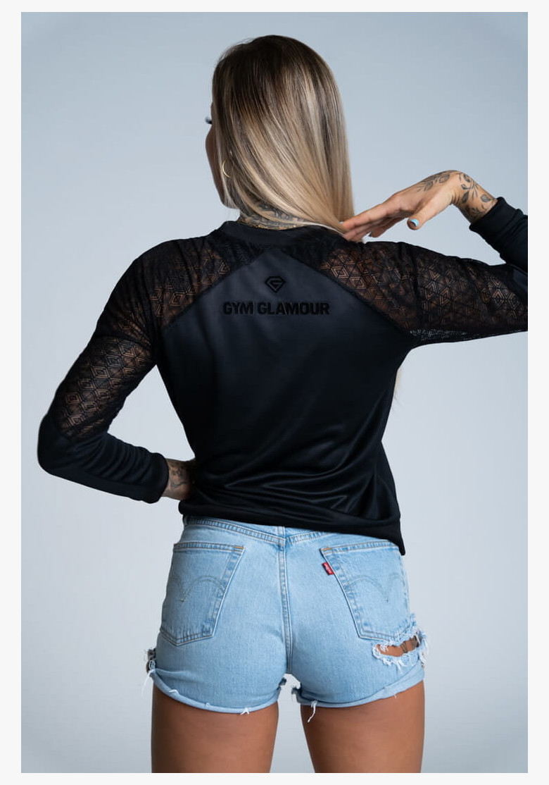 Sweatshirt Gym Glamour with lace Black Sweatshirt Gym Glamour with lace Black