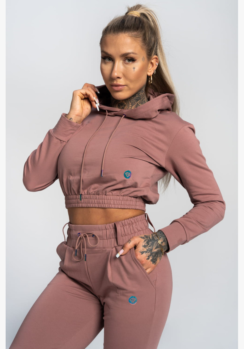 Hoodie Gym Glamour with hood Rosy Brown