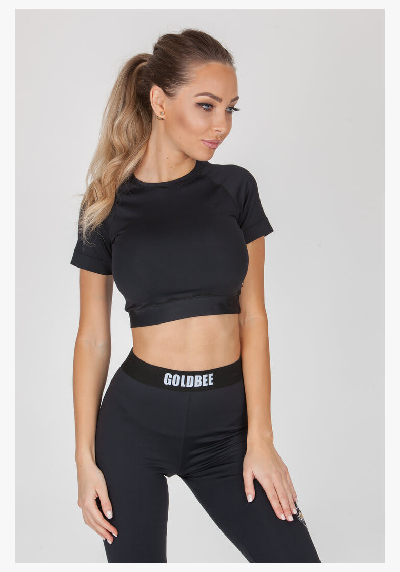 Crop-Top GoldBee s krátkym rukávom BeClassic Black