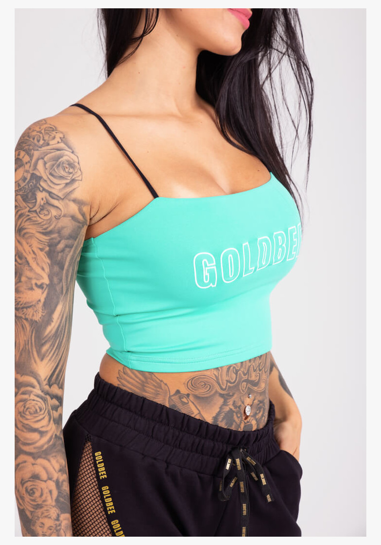 CropTop GoldBee Washington Logo Aqua Green