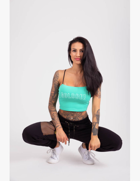 CropTop GoldBee Washington Logo Aqua Green