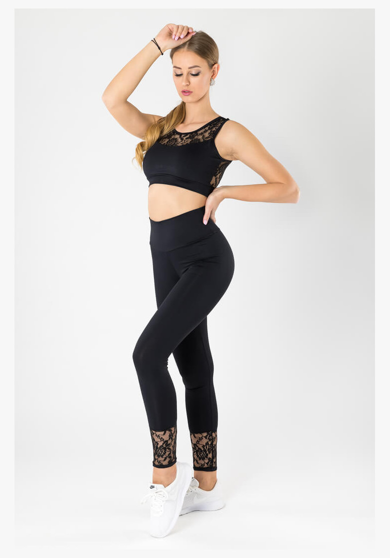 GoldBee Anastasiia Lace Black Leggings