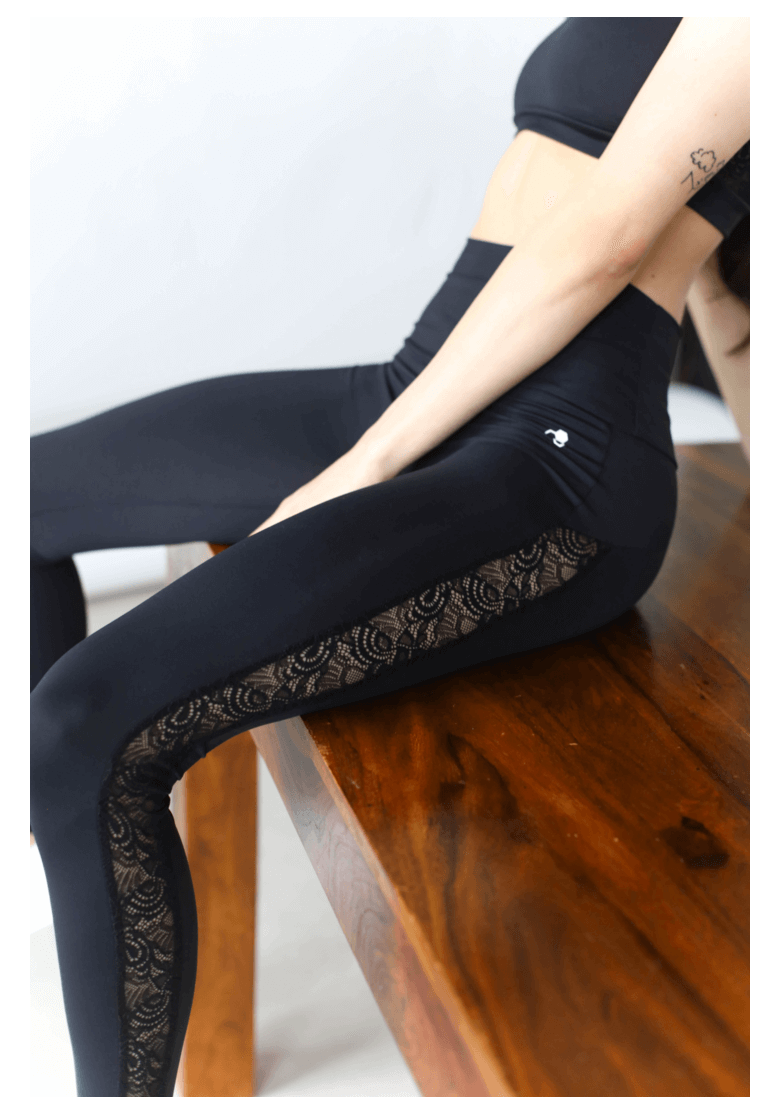 GoldBee Lace Line Black Leggings