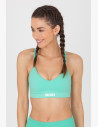We offer you a seamless bra with white GoldBee lettering on the front of the bra.