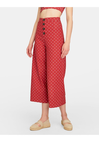 Cropped button-up polka dot trousers Stradivarius