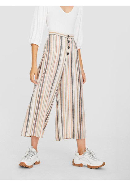 Cropped button-up striped trousers Stradivarius