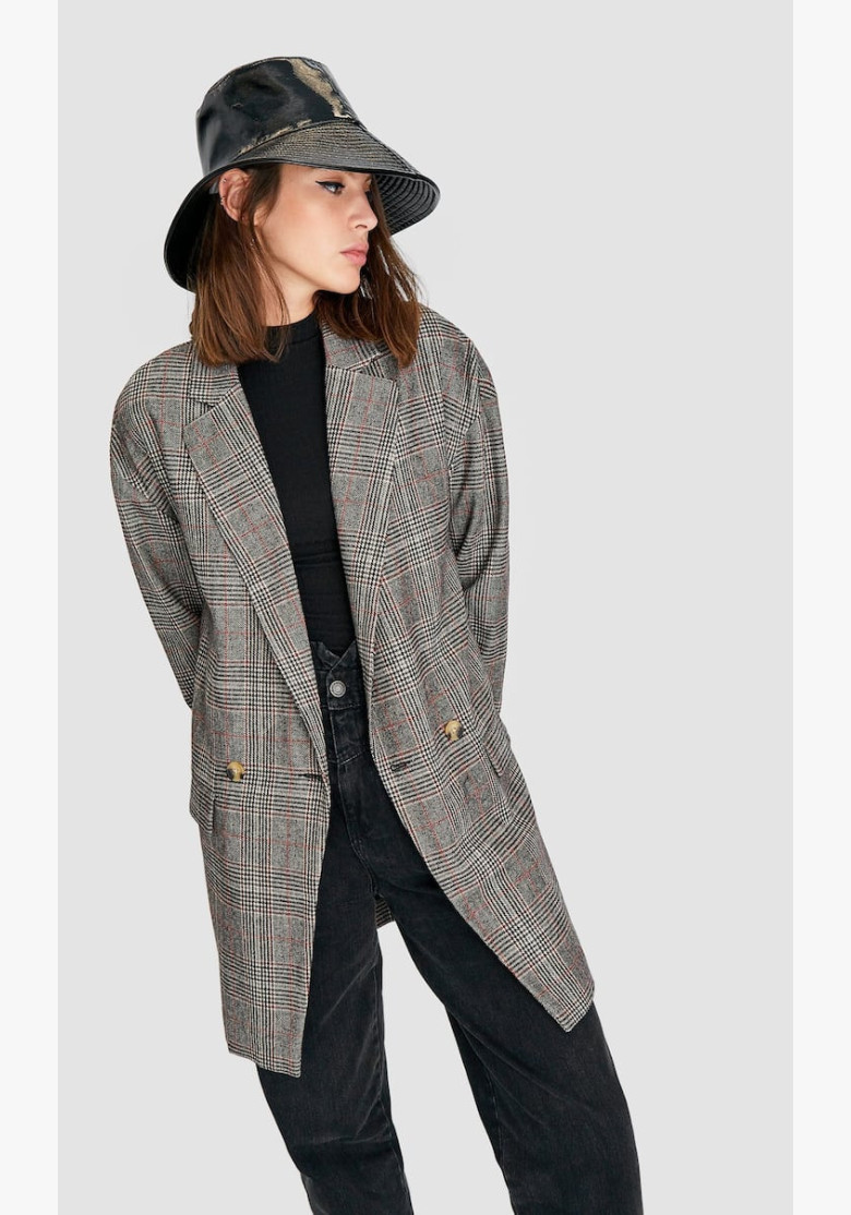 Oversized checked blazer Stradivarius