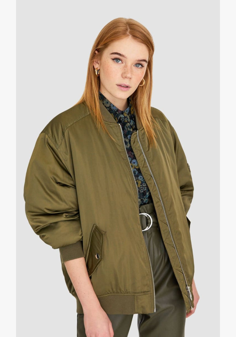 Satin effect bomber jacket Stradivarius