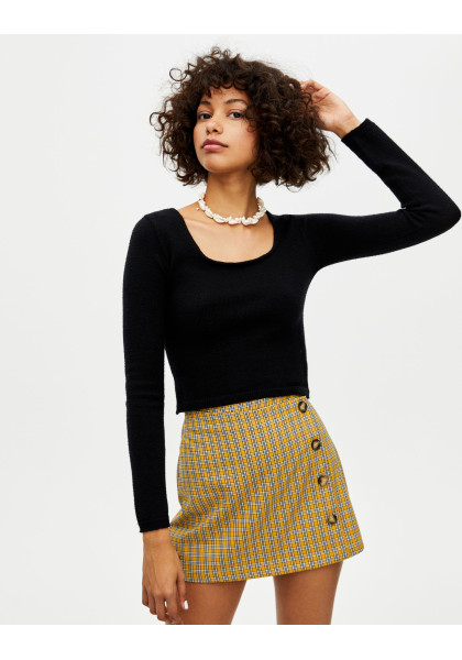 Cropped sweater with square-cut neckline Pull & Bear