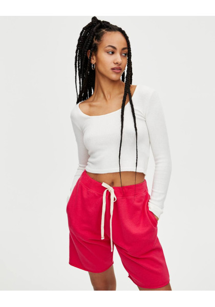 Cropped sweater with square-cut neckline White Pull & Bear