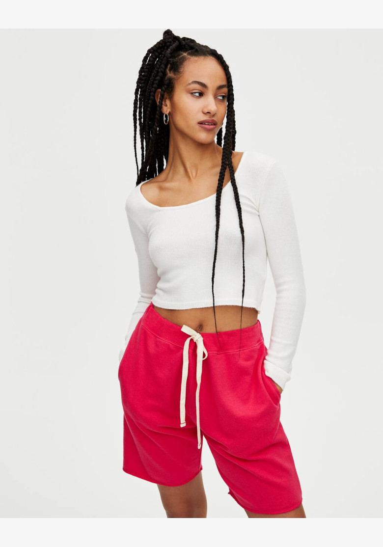 Cropped sweater with square-cut neckline White Pull & Bear