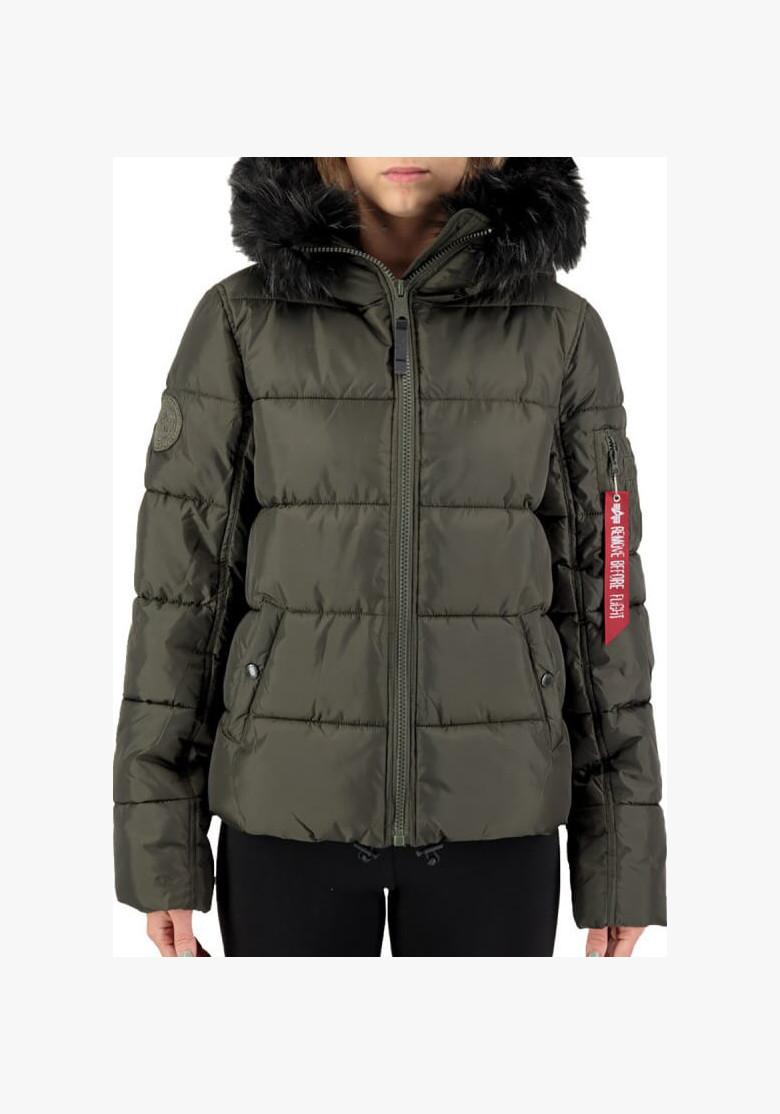 Dámska bunda Alpha Industries Hooded Puffer Alpha dark olive