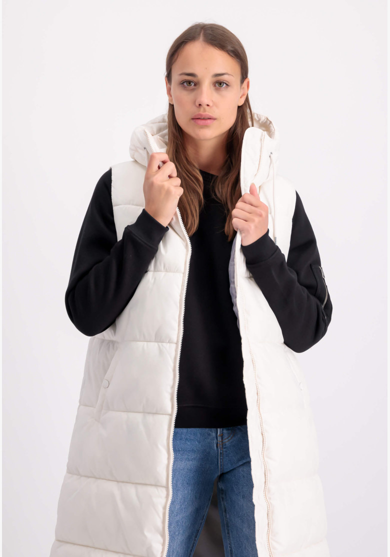 Women's Alpha Industries Long Puffer Vest white