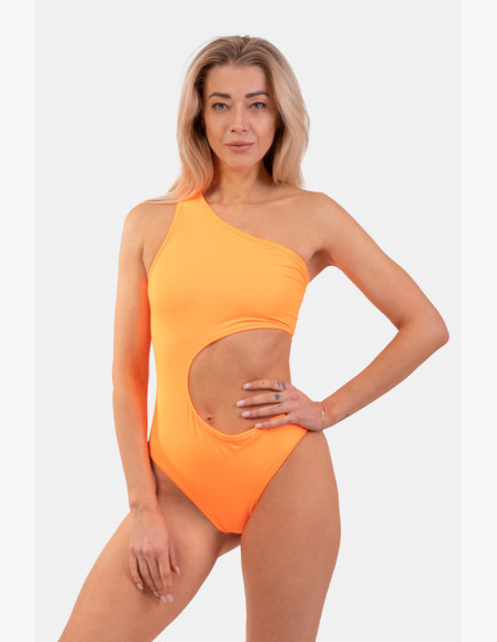 NEBBIA Asymmetric one shoulder monokini orange