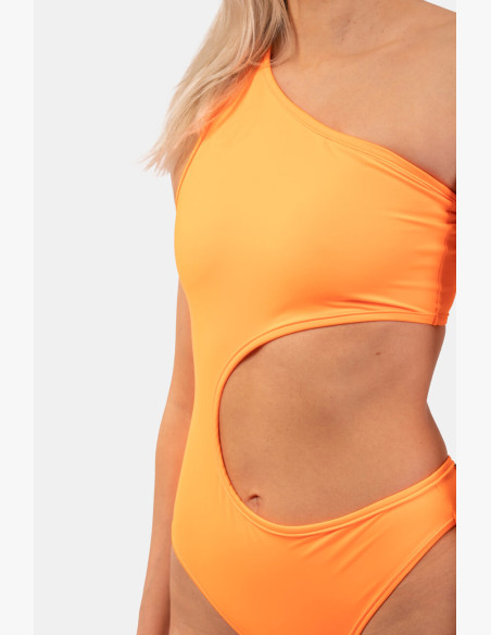NEBBIA Asymmetric one shoulder monokini orange
