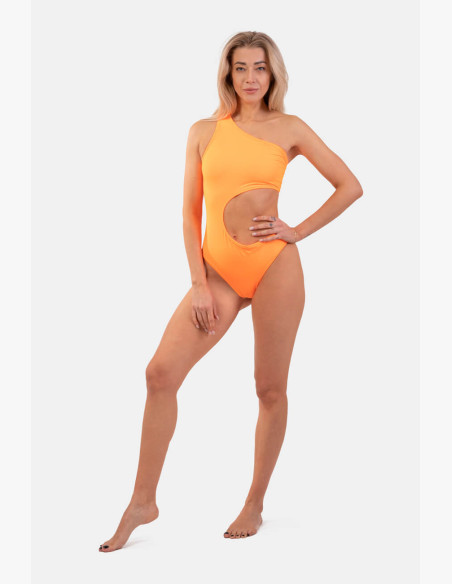 NEBBIA Asymmetric one shoulder monokini orange
