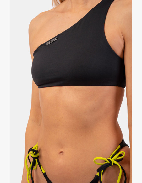 NEBBIA Bandeau One shoulder bikini (top) black