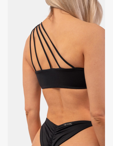 NEBBIA Bandeau One shoulder bikini (top) black