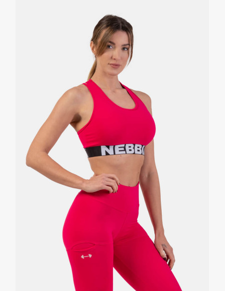 NEBBIA Sports bra with cross back cut pink
