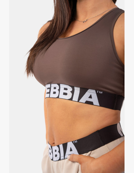 NEBBIA Sports bra with cross back cut brown