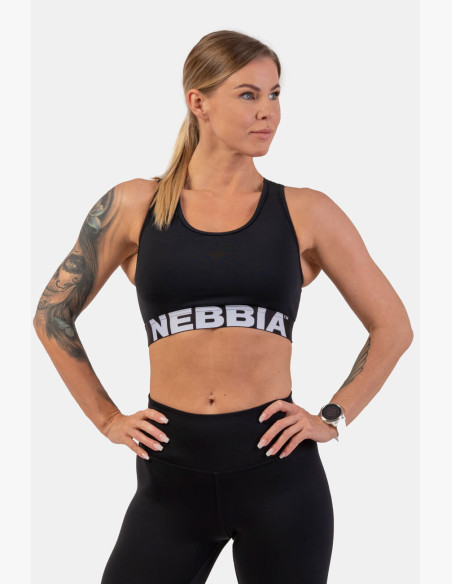NEBBIA Sports bra with cross back cut black