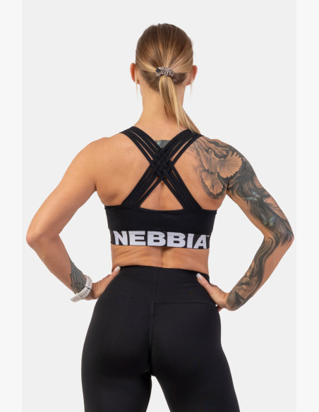 NEBBIA Sports bra with cross back cut black