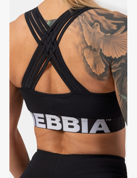 NEBBIA Sports bra with cross back cut black