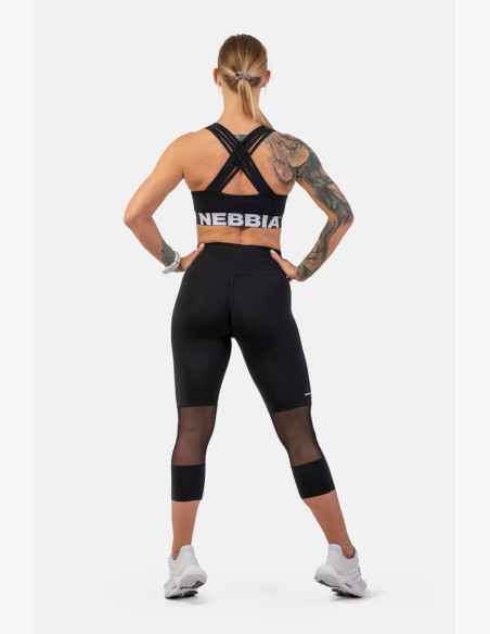 NEBBIA Sports bra with cross back cut black