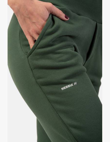 NEBBIA High waisted sweatpants "Feeling Good" green