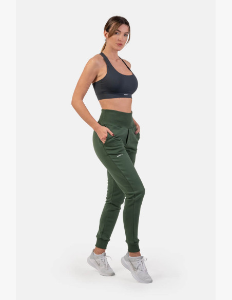 NEBBIA High waisted sweatpants "Feeling Good" green