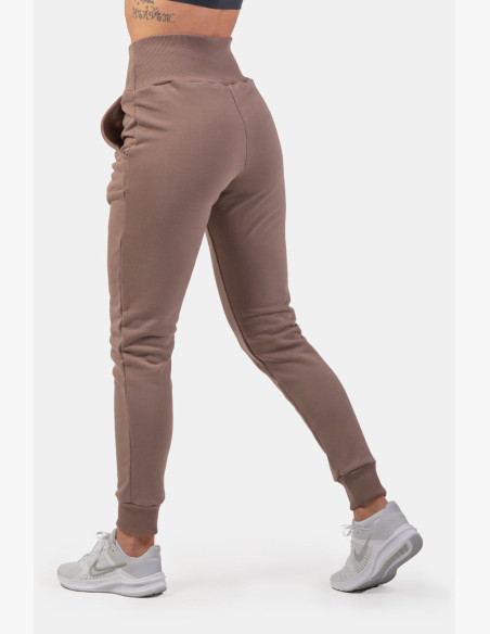 NEBBIA High waisted sweatpants "Feeling Good" brown