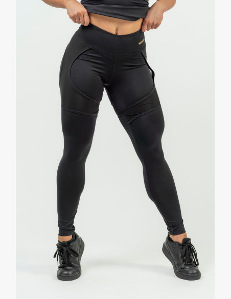 NEBBIA Women's sports leggings with mesh NEBBIA INTENSE Mesh gold