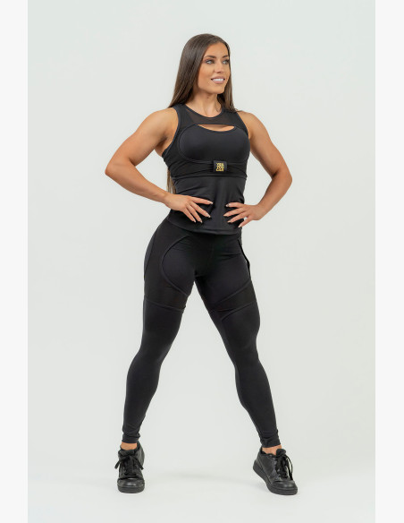 NEBBIA Women's sports leggings with mesh NEBBIA INTENSE Mesh gold