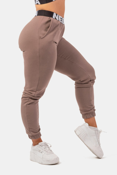 NEBBIA Sweatpants Iconic with NEBBIA elastic waistband brown