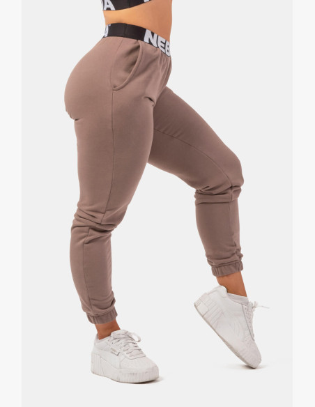 NEBBIA Sweatpants Iconic with NEBBIA elastic waistband brown