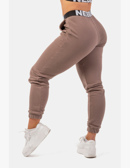 NEBBIA Sweatpants Iconic with NEBBIA elastic waistband brown