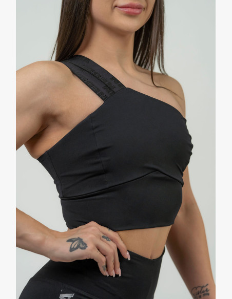NEBBIA Women's sports bra with high support NEBBIA INTENSE Asymmetric black