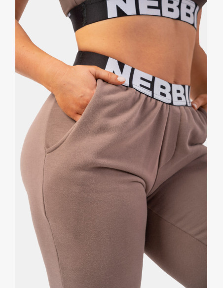 NEBBIA Sweatpants Iconic with NEBBIA elastic waistband brown
