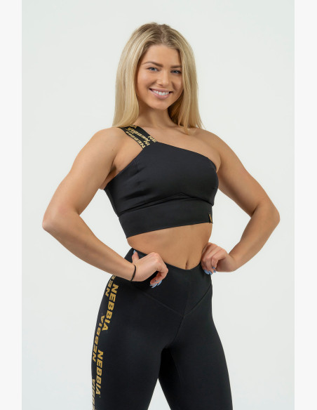 NEBBIA Women's sports bra with high support NEBBIA INTENSE Asymmetric gold