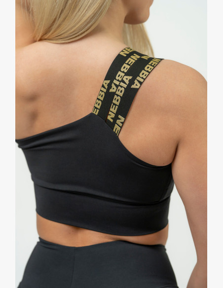 NEBBIA Women's sports bra with high support NEBBIA INTENSE Asymmetric gold