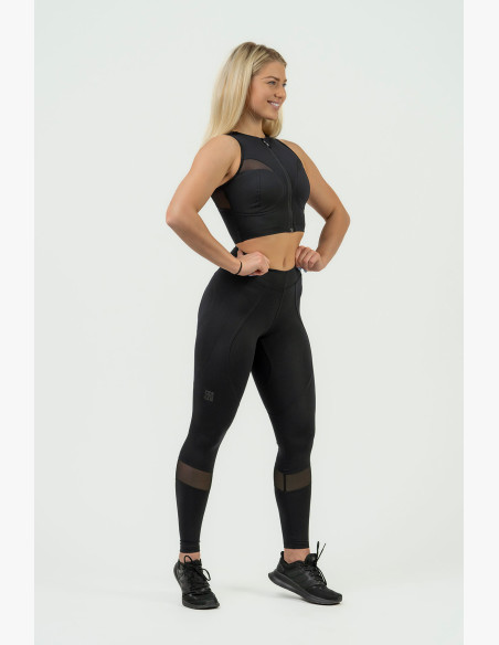 NEBBIA Women's crop top with high support NEBBIA INTENSE Mesh black